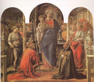 Fra Filippo Lippi Virgin and Child Surrounded by Angels with (mk05) Norge oil painting art
